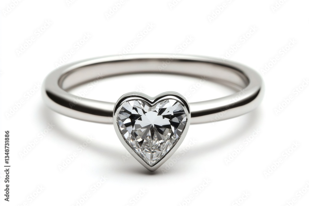 Close up of an elegant platinum ring showcasing a sparkling heart shaped diamond, symbolizing love and commitment Close up of an elegant platinum ring showcasing a sparkling heart shaped diamond, symbolizing love and commitment