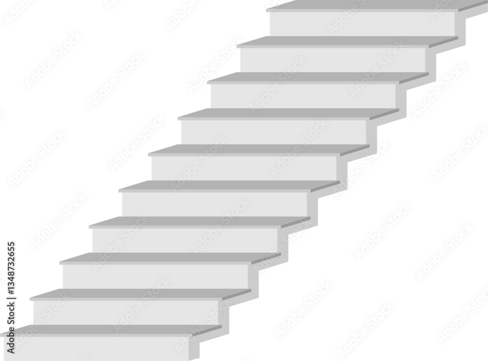 Obraz premium Minimalist abstract staircase design, featuring a series of floating steps forming a geometric zigzag pattern. The artwork has a monochrome color scheme with soft shadows 