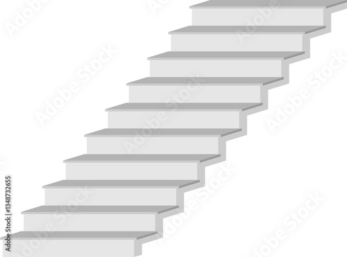 Minimalist abstract staircase design, featuring a series of floating steps forming a geometric zigzag pattern. The artwork has a monochrome color scheme with soft shadows	