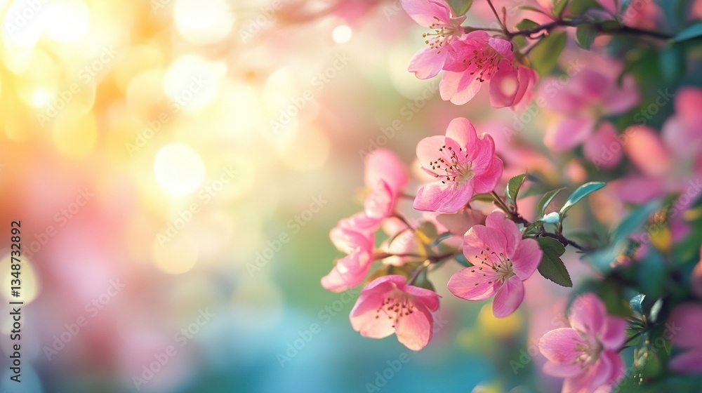 Obraz premium Soft and vibrant spring background with a beautiful blur effect, perfect for holiday wallpapers, seasonal designs, or nature-themed projects. This serene and colorful scene captures the essence of spr