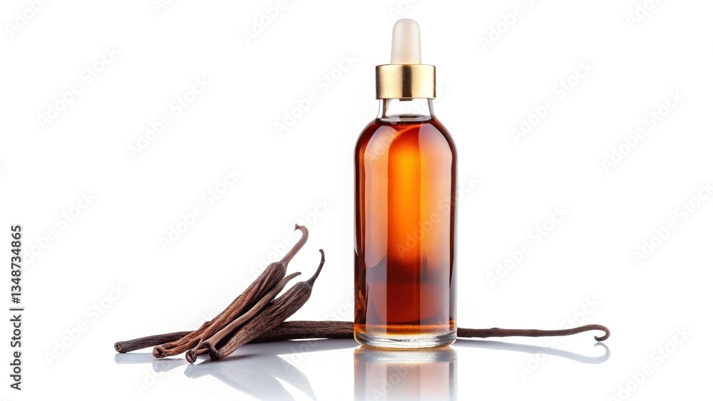 Fototapeta premium Elegant Vanilla Extract Bottle Mockup - Clean & Modern Design