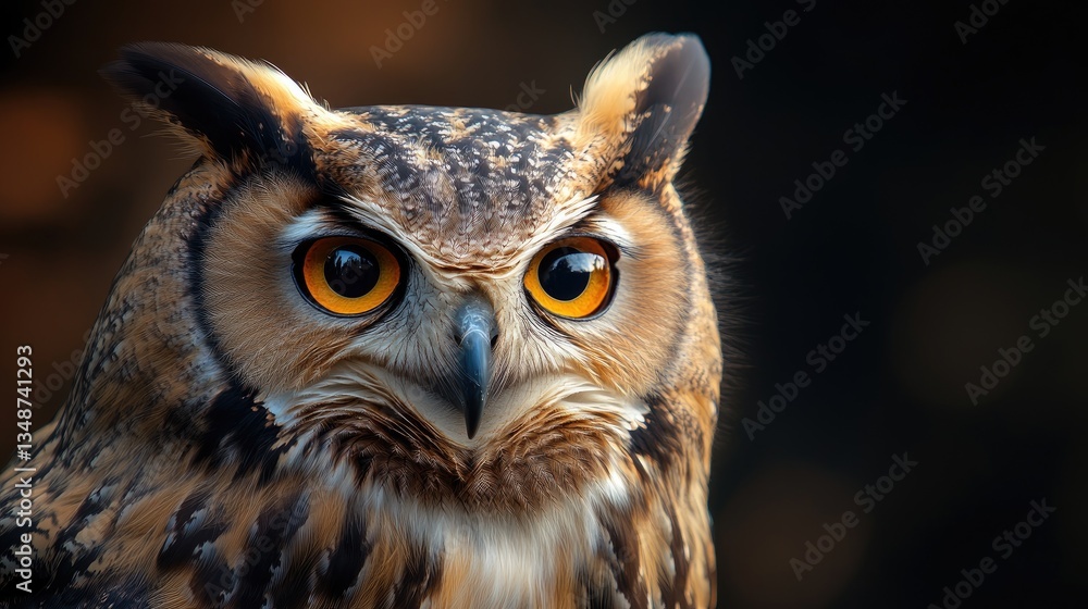 Majestic Owl with Striking Eyes in Natural Habitat at Dusk Majestic Owl with Striking Eyes in Natural Habitat at Dusk