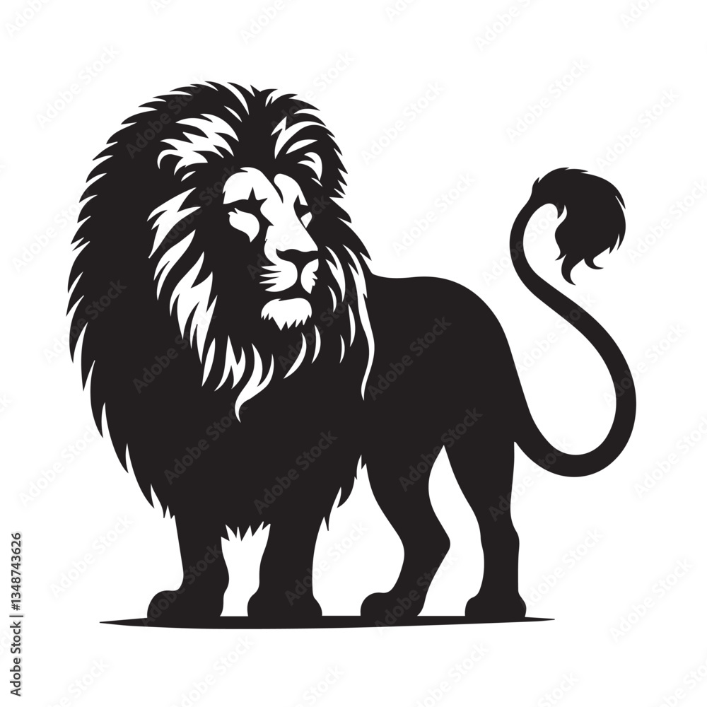 Obraz premium Lion head logo icon, lion face vector Illustration, on a isolated background, EPS, lion silhouette set. isolated vector image of african carnivore, Silhouette lion collection - vector illustration.