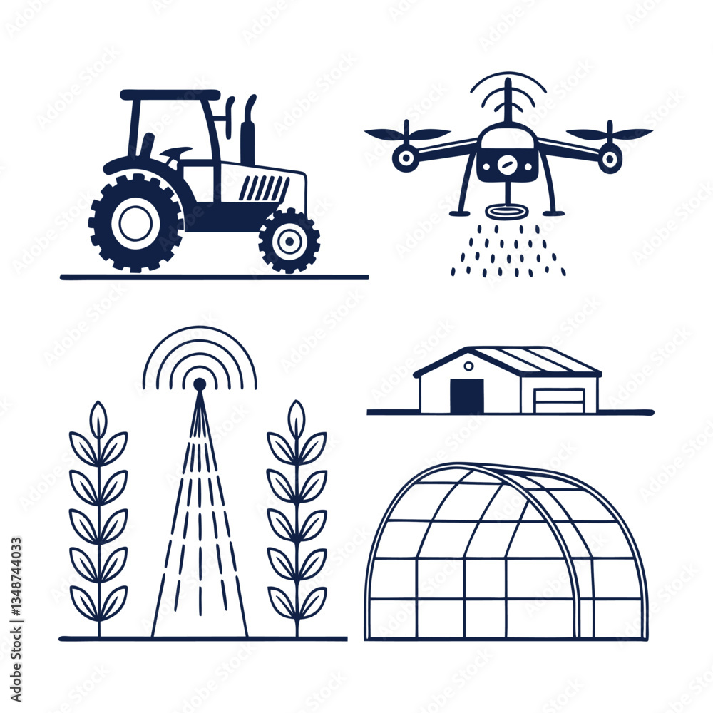 Naklejka premium farm equipment vector illustration