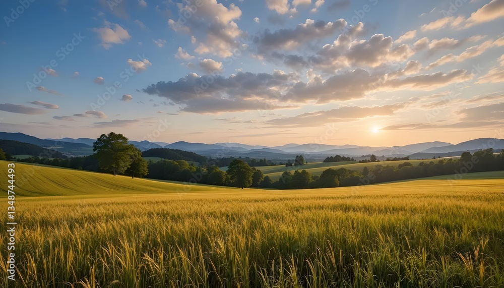 Picturesque Landscape of Lush Fields Stretching Across Bavaria and Baden-Württemberg, Germany Picturesque Landscape of Lush Fields Stretching Across Bavaria and Baden-Württemberg, Germany