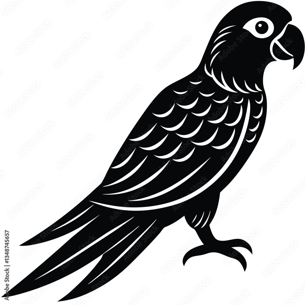 Obraz premium Parrot Macaw premium quality silhouette and line art vector illustration set, Parrot Macaw vector icon design, vector illustration of a parrot.