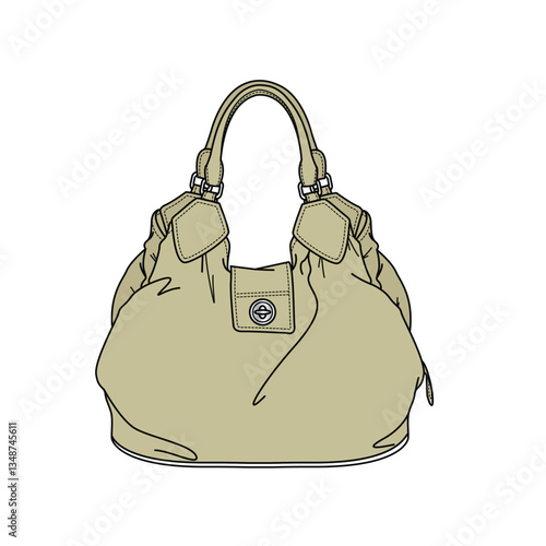 Bucket handbags mockup template vector design technical illustration.