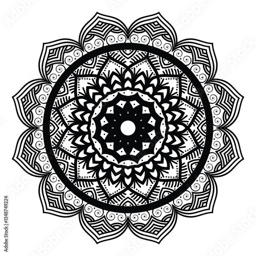 Abstract mandala design silhouette vector illustration 