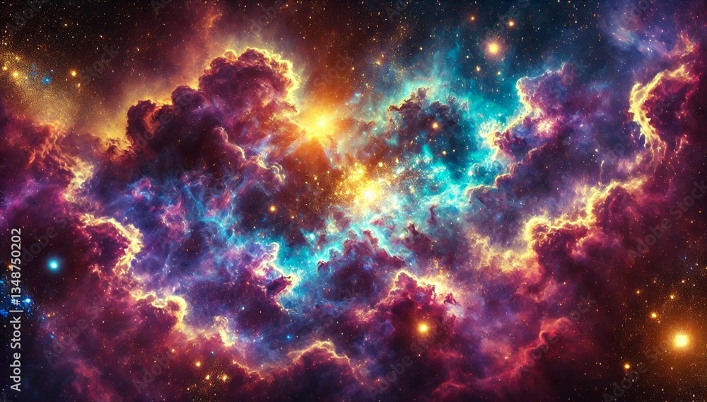 Naklejka premium majestic deep-space nebula with glowing stars