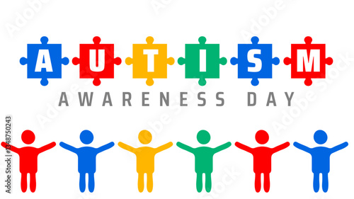 World Autism awareness day background banner or poster design template with child or kids colorful icon design. Autism is a Developmental disability caused by difference in brain. observed every year