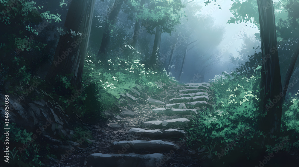 Obraz premium Misty Forest Path