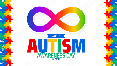 World Autism awareness day background banner or poster design template with autism infinity symbol design. Autism is a Developmental disability caused by difference in brain. observed every year.