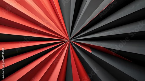 Wallpaper Mural Abstract geometric design with radiating lines of red and black.  Radiating, dynamic, and contrasting colors converge to a central point.  Intricate pattern Torontodigital.ca