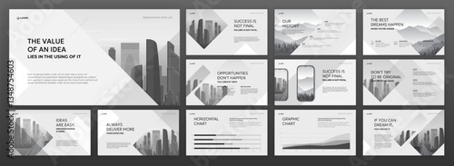 Creative Powerpoint presentation template. Modern Keynote presentation background, brochure cover design, pitch deck, proposal, agenda, annual report, Google slides, company profile, brand guidelines.