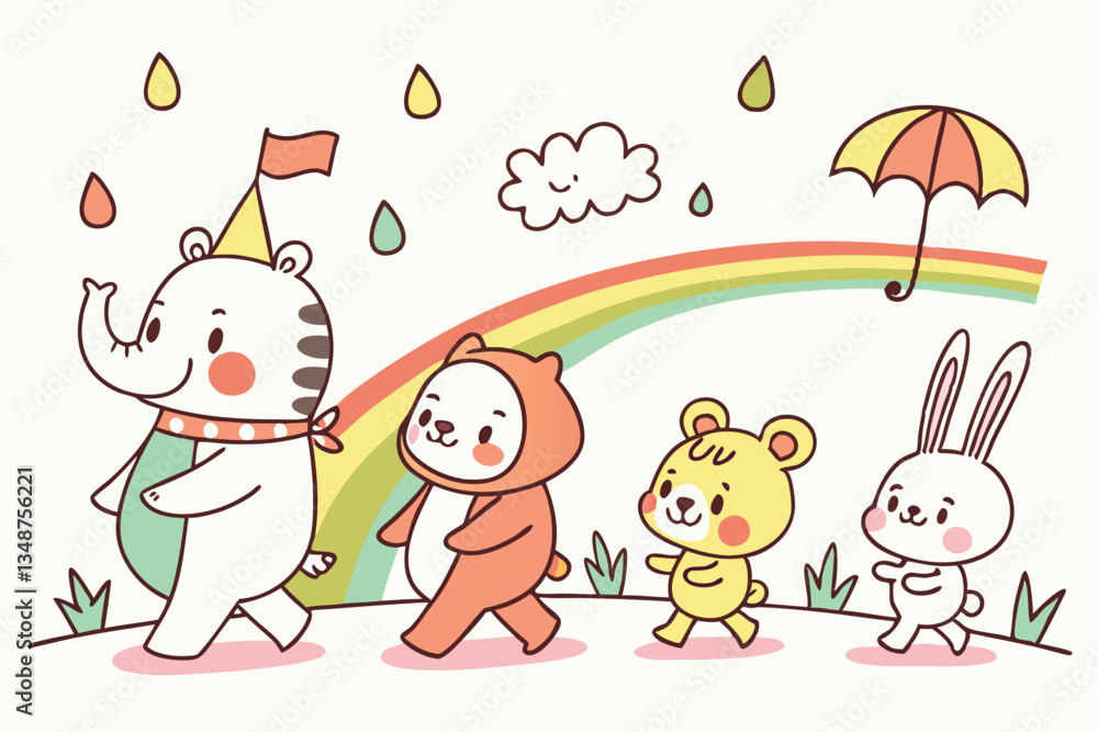 29 Colorful cartoon animals, whimsical characters, playful illustrations, children's book style, simple shapes, vibrant colors, anthropomorphic animals, quirky designs, hand-drawn aesthetic, diverse c 29 Colorful cartoon animals, whimsical characters, playful illustrations, children's book style, simple shapes, vibrant colors, anthropomorphic animals, quirky designs, hand-drawn aesthetic, diverse c