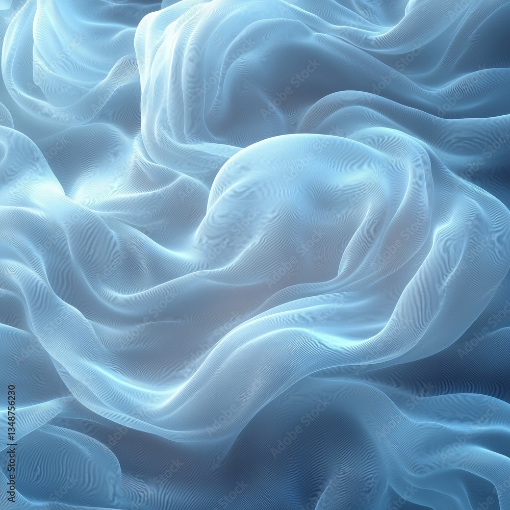 Pale blue fabric ripples in soft, flowing waves of ethereal, calming texture. Pale blue fabric ripples in soft, flowing waves of ethereal, calming texture.
