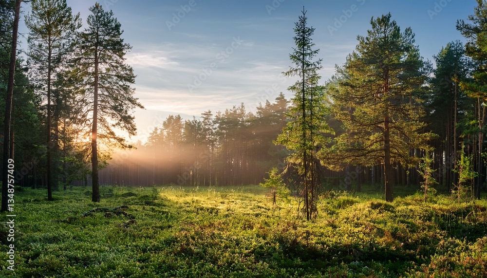 Fototapeta premium summer season morning inside the forest