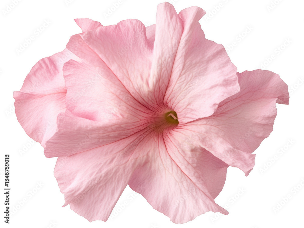 Fototapeta premium A pink flower with a white background. The flower is the main focus of the image. The flower is delicate and beautiful, with a soft pink hue