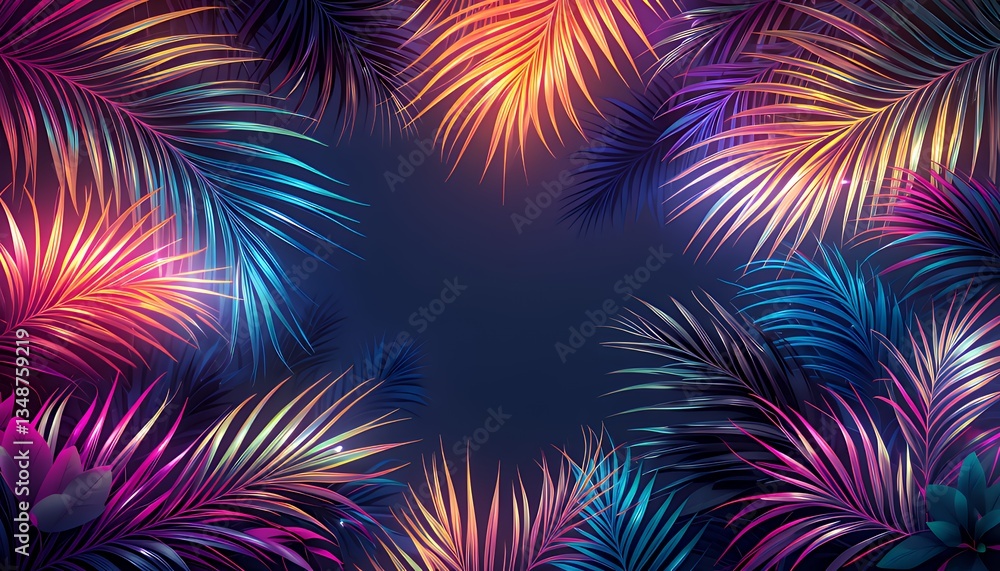 Abstract Palm Leaves with Glowing Effects Abstract Palm Leaves with Glowing Effects