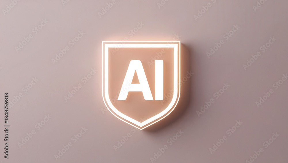 AGI ethics 3D concept. AI logo design on a neutral background with glowing effect. AGI ethics 3D concept. AI logo design on a neutral background with glowing effect.