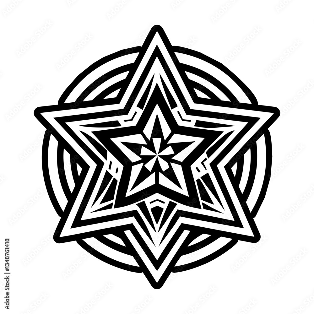 A solid style icon of geometric star symbol A solid style icon of geometric star symbol