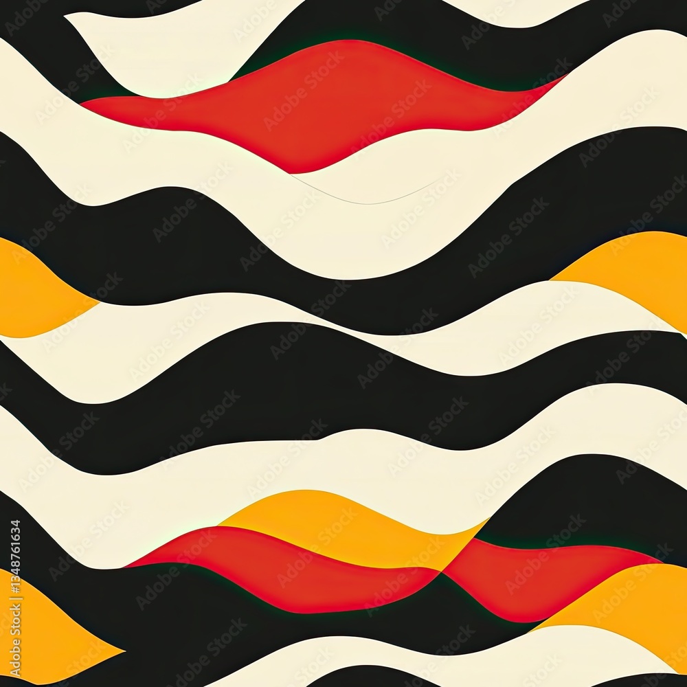 Naklejka premium Dynamic Wavy Grain Pattern Bold High Contrast Seamless Design for Textile Print