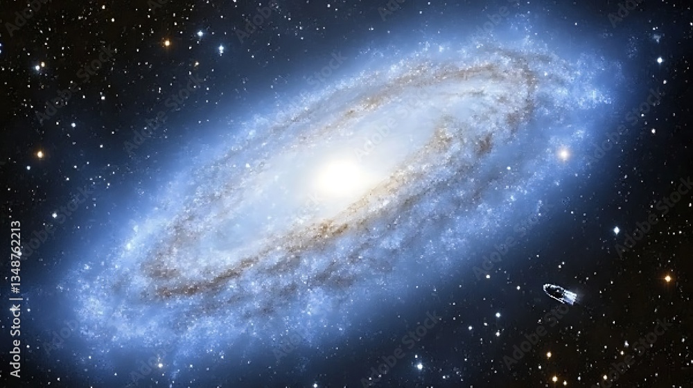 Fototapeta premium A Large Spiral Galaxy Illuminated Amongst The Starry Void