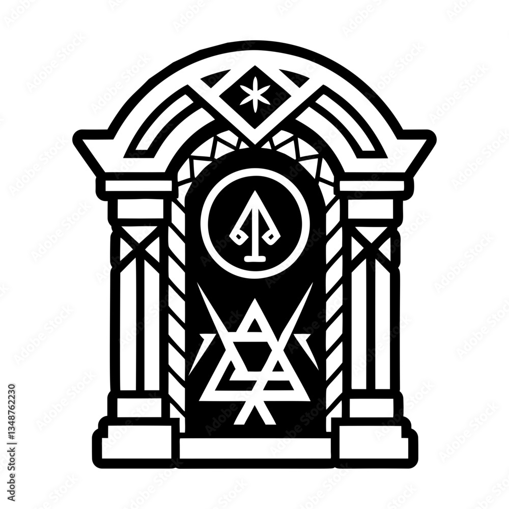 A filled style icon of sacred door symbol A filled style icon of sacred door symbol
