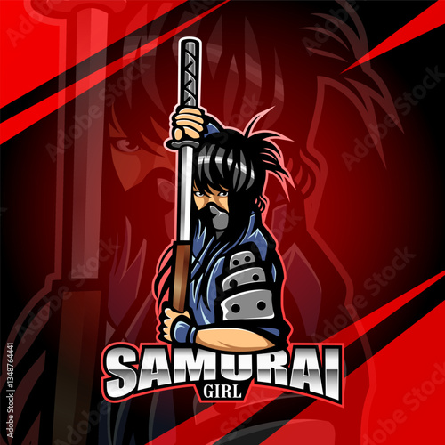 Samurai girl esport mascot logo