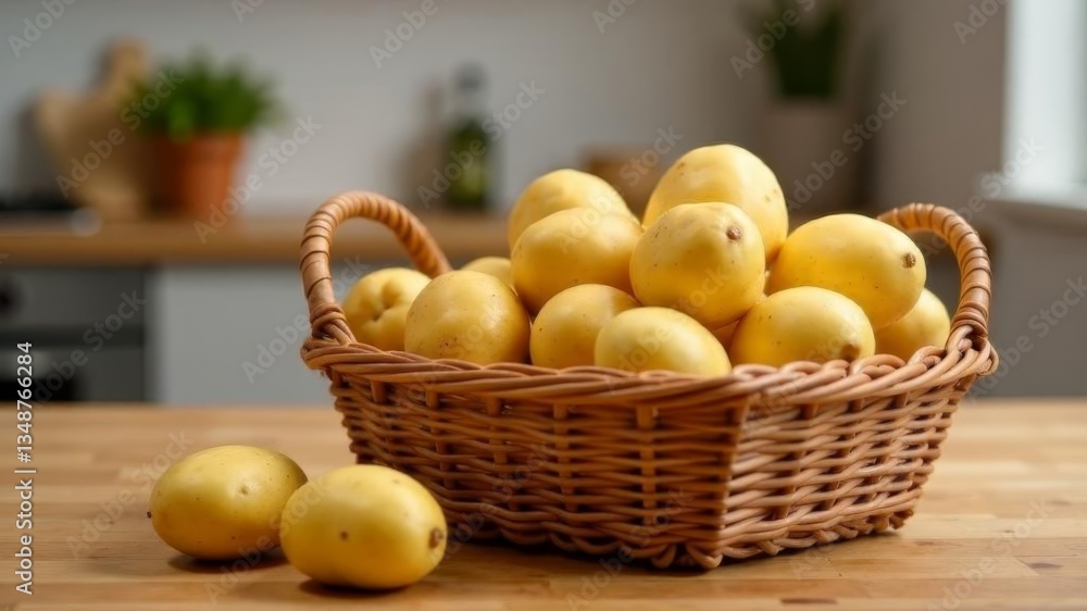 a basket of potatoes in the kitchen a basket of potatoes in the kitchen