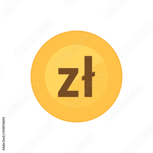Obraz na płótnie Gold coin with Zloty symbol. Polish national currency coin. Flat vector icon isolated on a white background w salonie