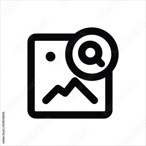 A magnifying glass over an image for search functionality.