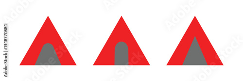 Tent icon. Vector illustration of three tent icons in different styles. Perfect for outdoor events, camping, and festival themes.