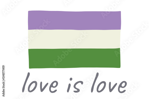 Free Download Colorful Genderqueer pride flag Happy pride day LGBTQ community Pride Month Vector hand drawn doodle for posters, stickers, logo, cards - GFXLoad