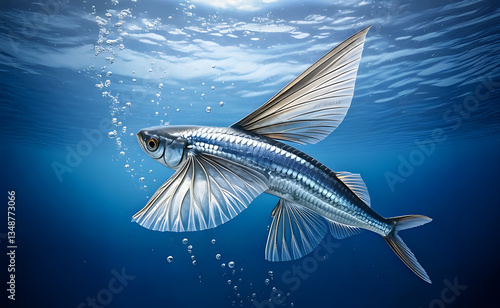 illustration in action of flying-fish.
