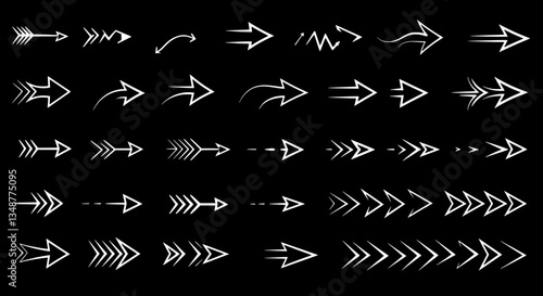 Directional Dynamics: An array of dynamic arrow icons in sleek, minimalist style, each pointing the way with elegant precision, set against a stark background.