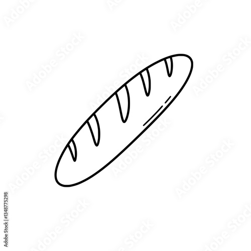 Artisan's Loaf: A simple, yet elegant, illustration of a freshly baked baguette, its crusty exterior and scored surface hinting at the deliciousness within.