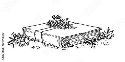 wedding guest book with flowers sketch vector traditional hand made doodle design