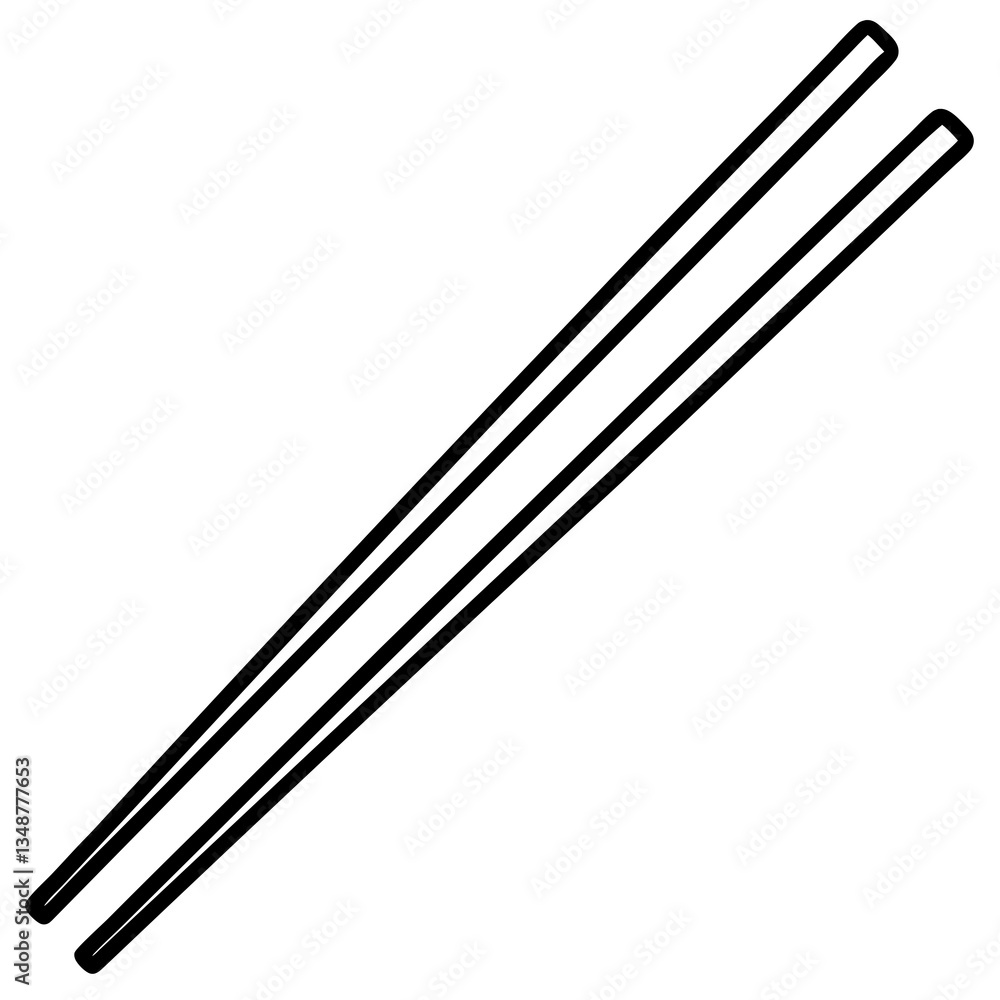 Delicate Chopsticks Vector in Outline Style Delicate Chopsticks Vector in Outline Style