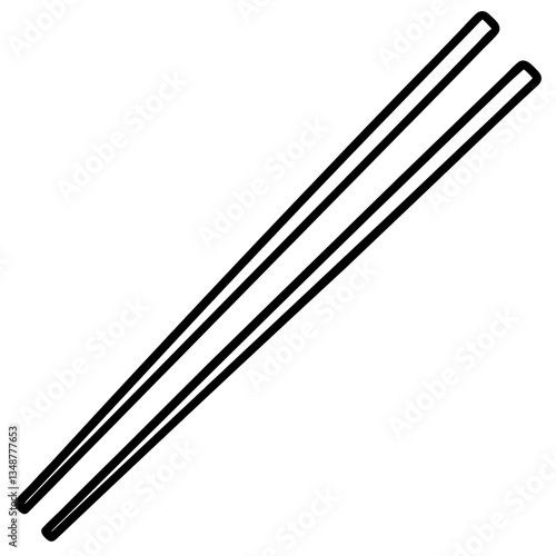 Delicate Chopsticks Vector in Outline Style