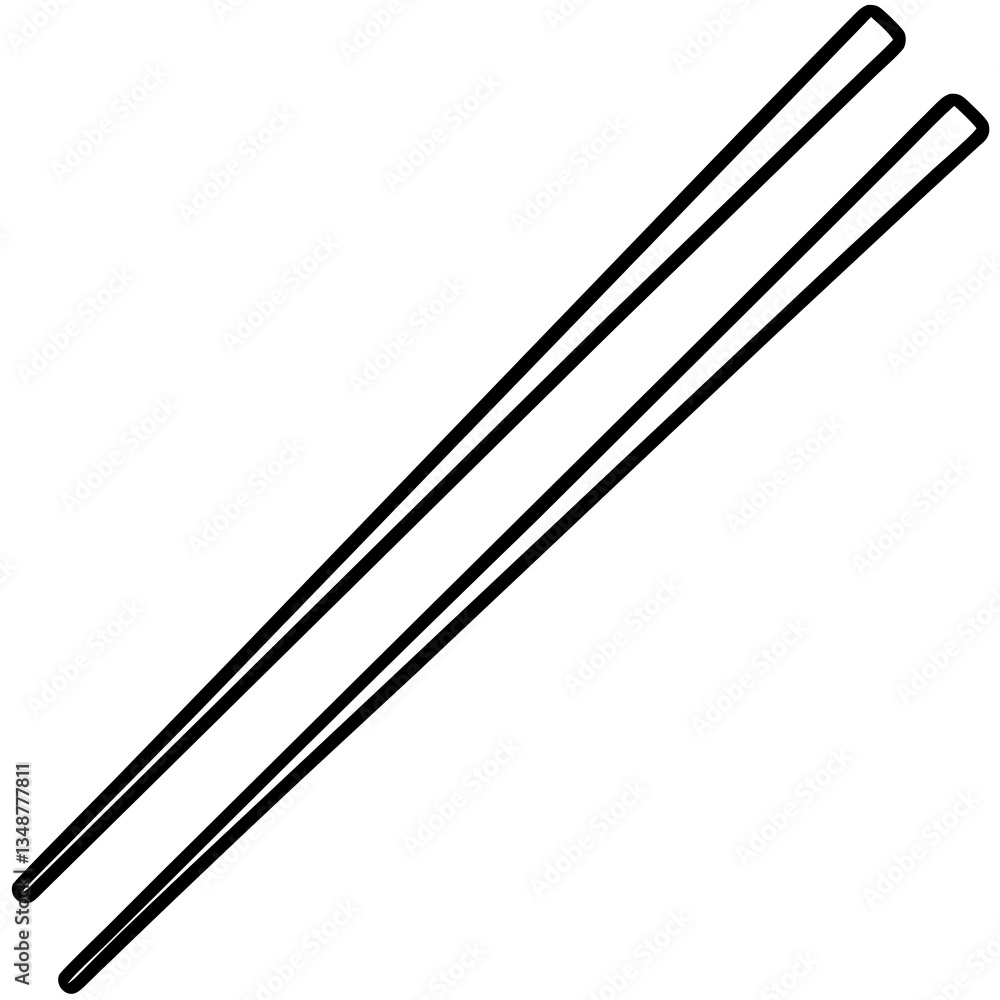 Delicate Chopsticks Vector in Outline Style Delicate Chopsticks Vector in Outline Style