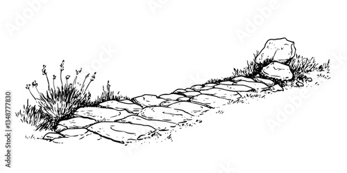 stone path road vector doodle ink sketch