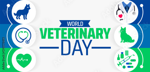 world veterinary day background banner or poster design template. observed every year in  April. Holiday concept. Use to any Template, card, poster, placard, template.