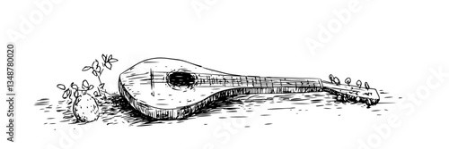 mandolin lute vector sketch illustration