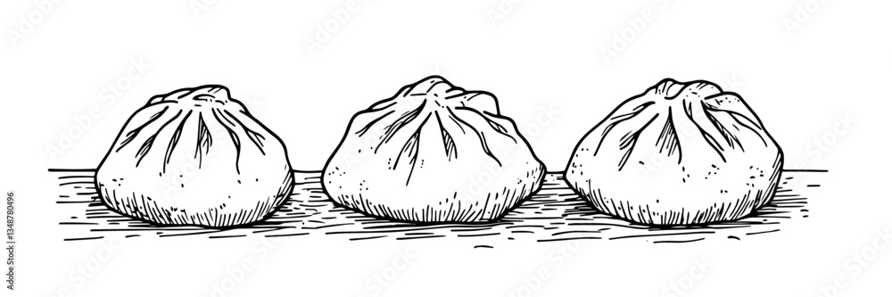 Fototapeta premium dumplings vector sketch illustration