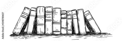 vintage books library knowledge literature vector sketch doodle engraving