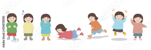 元気なこどものイラスト（女の子, 男の子, 少女, 少年）