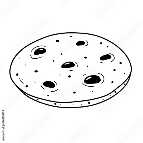 Cookie Delight: A simple, monochrome illustration of a tempting cookie. This image is perfect for any project where a clean, delicious visual is desired. 
