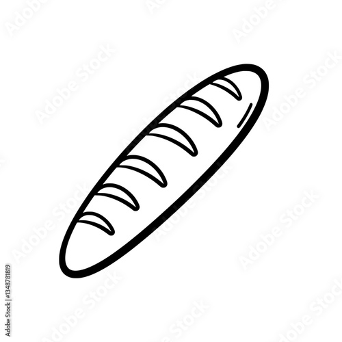 Artisan Loaf Sketch: A hand-drawn illustration of a classic, crusty loaf of bread. The image captures the simple elegance and rustic charm of a staple food.