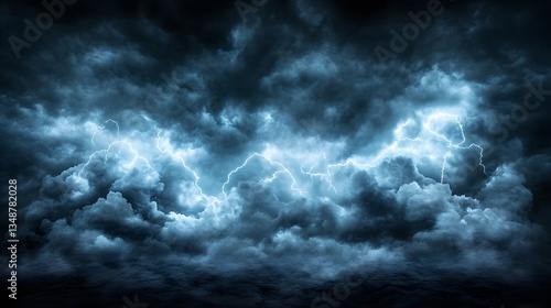 Dramatic Storm Clouds with Lightning Strikes, Dark, Moody, Weather, Background, Thunderstorm, Nature
